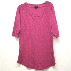 Express sheer tunic pink & purple 3/4 sleeve Large